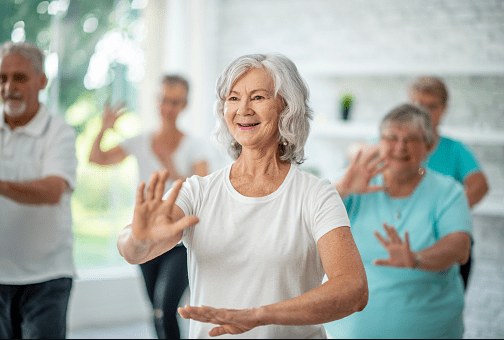 Tai Chi is one of the indoor activities with the elderly. 